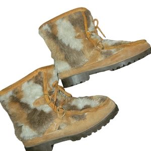 Vintage Snowland Leather and Faux Fur Snow Winter Boots sz 9